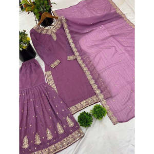 Conjunto de Fiesta Elegante para Mujer con Top y Dupatta, Incluye Pantalón Elegante - Product Image 4