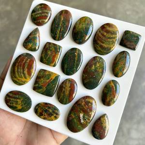 Natural Bloodstone Cabochons Mixed Shapes Polished Bulk lot Loose Gemstones For Jewelry Making DIY jewelery stone indian. - Product Image 2