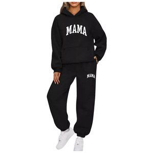 Manufacturers Custom <b>Mama</b> Print Long Sleeve Crew Neck Pullover Sweatshirt Sweatpants Two Piece <b>Hoodie</b> and Sweat Pants Set - Product Image 3