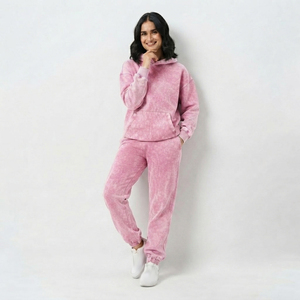 Survêtement oversize délavé pour femme – Ensemble complet coupe ample avec sweat à capuche et pantalon de jogging délavé pour femme - Product Image 1