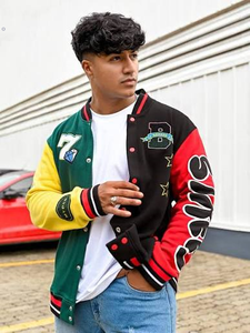 Men's Varsity <b>Jacket</b> | Custom Letterman Baseball <b>Jacket</b> Two Tone Casual Streetwear College <b>Jacket</b> Wholesale - Product Image 4