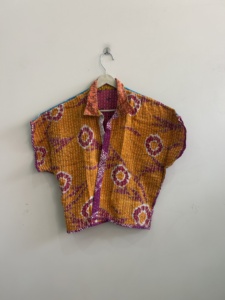 Vintage Indian Handmade Open Front Boho Lightweight Autumn Woven Short Cotton <b>Kantha</b> <b>Jacket</b> - Product Image 4
