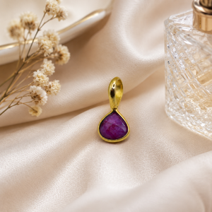 <b>Ruby</b> Gemstone Heart Pendant | Handmade Charm for DIY <b>Necklace</b> - Product Image 1