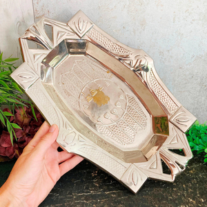 Gold Platter <b>Large</b> Display Metal <b>Tray</b> With Handle Fruits Cupcakes Pastries Display Dish Reusable Custom Serving Catering <b>Trays</b> - Product Image 6