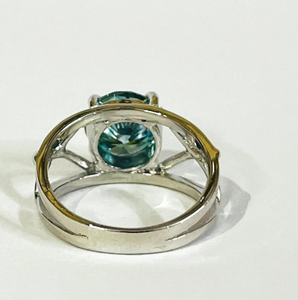 3.50 Ct Blue Lab Created Moissanite <b>Ring</b> Hand Made VVS Clarity Excellent Cut Gift For Her - Product Image 1