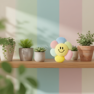 Decorazione Floreale ILAN in Cotone Imbottito, Faccina Sorridente da 10cm - Product Image 1