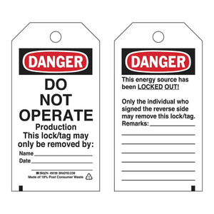 Produits de sécurité - Étiquettes de verrouillage Brady DANGER Verrouillé 5,75 x 3 po pour l'entretien industriel - Product Image 3