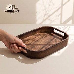 ถาดเสิร์ฟไม้หรูหราจาก Woodence Studio ดีไซน์รูปวงรีแบบมินิมอล ผลิตด้วยมือ ขัดเงาอย่างดี ทำจากไม้เนื้อแข็ง เหมาะสำหรับงานเลี้ยง - Product Image 3