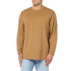 เสื้อยืดแขนยาวคอกลมผู้ชาย มีกระเป๋าหน้าอก สีพื้น ผ้าเจอร์ซีย์คอตตอน 100% ทรงปกติ สไตล์ลำลอง ใส่ได้ทุกวัน เหมาะกับฤดูใบไม้ร่วง - Product Image 5