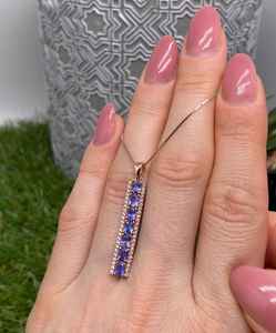 Colgante de Tanzanita Natural en Plata de Ley 925 con Baño de Oro Rosa de 14k, Joyería Fina Hecha a Mano, Certificación IGI, Diciembre - Product Image 3