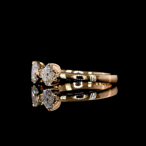 Rose Gold Heart Cut Diamond Bowknot Engagement <b>Ring</b> Women's Cute <b>Fine</b> Jewelry - Product Image 3