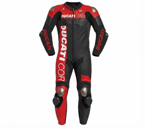Combinaison de course sur circuit professionnelle pour homme Rucati / Traje sur mesure en cuir de vache/crocodile avec protection de niveau 2 - Product Image 1