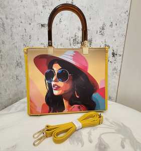 Custom Printed <b>Canvas</b> <b>Tote</b> Bag Handled Shopping Handbag with Zipper Top Handle Shoulder Strap - Product Image 1