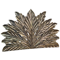 Tête de lit Smart Art en bois d'ingénierie, taille Queen, motif feuille de palmier, finition dorée, style Maroc et côtier, inspirée des styles tropicaux