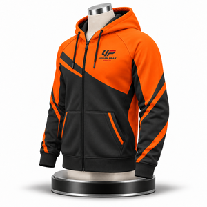 Sweat à capuche zippé élégant pour homme avec bande de fermeture éclair contrastante, bordures côtelées coordonnées et détails de mode urbaine attrayants - Product Image 3