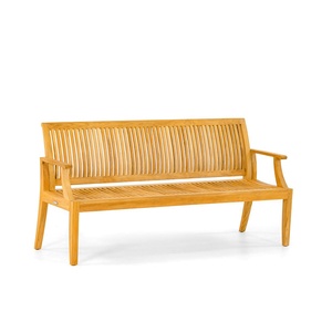 Teak Garden <b>Bench</b> Arms Solid Wood Outdoor Patio Furniture Traditional Design Durable Tapered Legs Waterproof Eco-Friendly - Product Image 1