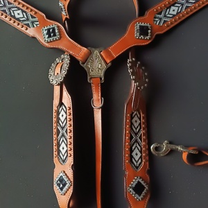 Bridon de tête de cheval occidental à perles tendance, exportateurs indiens à prix de gros, prêt à être expédié, bridon de rodéo - Product Image 3