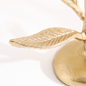 Golden Leaves Pillar Candle Holder Luxury Metal <b>Tree</b> Branch Design <b>Stand</b> Round Shape For Modern Home Decor Weddings & Events - Product Image 5