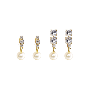 Trendy Clip-On and Cuff Earrings with Diamond Zircon Pearl Stones - Product Image 2