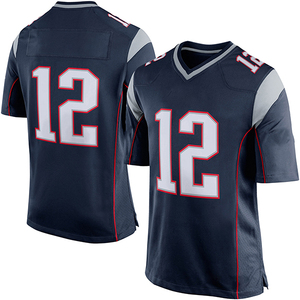 Maillot de football américain bleu marine de qualité supérieure, col en V, manches courtes, imprimé, séchage rapide, 100% polyester, t-shirt de sport personnalisé - Product Image 1