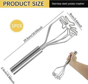 Écraseurs et presse-purée à pommes de terre robustes en acier inoxydable, outils de cuisine avec poignées ergonomiques, résistants à la rouille, parfaits pour les purées de pommes de terre - Product Image 2