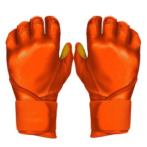 Custom <b>Orange</b> Leather Baseball Batting Gloves Professional Grip Softball Batting Gloves with Reinforced Thumb Wholesale - Product Image 1