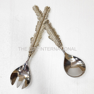 Exclusive Luxury Silver Stainless Steel Salad Server Spoon And Fork For Wedding And Fine Dining Setup - Product Image 5