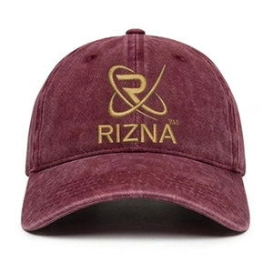 Gorra de Béisbol RIZNA de Mezclilla Twill, 6 Paneles, Ajustable, Unisex, Estilo Casual Vintage, Lavada, con Logotipo Bordado en 3D en el Panel Frontal, Azul, Algodón, Metal - Product Image 1