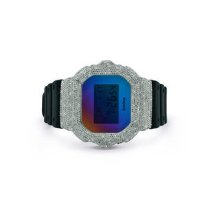 Montre G-Shock en argent avec diamants naturels pour fêtes, mariages et anniversaires - Unisexe, autres bijoux - Product Image 1