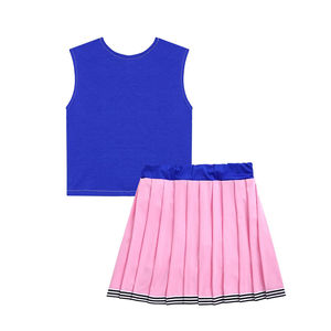 Uniforme de Animadoras Personalizable para Hombre, Colores y Tallas a Elección, Transpirable, Poliéster/Algodón, Elástico, Estampado, Falda a Rayas, Top Corto sin Mangas - Product Image 4