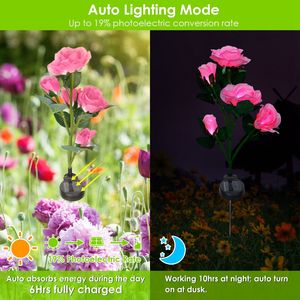 2 Pezzi Lampada Decorativa a LED Solare da Esterno a Forma di Rosa, Luci a Picchetto Resistenti all'Acqua per Sentieri e Decorazioni da Giardino - Product Image 3