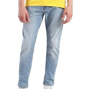 Men's <b>Jeans</b> Washed Blue Mid <b>Waist</b> Baggy Straight Pants Casual Denim <b>Jeans</b> Wide Leg <b>Jeans</b> Men - Product Image 3