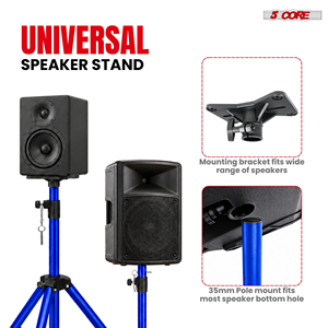 5 Core Metal Heavy Duty Adjustable 72" Speaker <b>Stand</b> Tripod with Universal Mount for PA DJ Studio Use Includes Bag - Product Image 5
