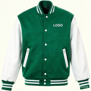 Veste varsity noire et grise pour homme, logo sur le devant, coupe classique, style décontracté, col rabattu, poches zippées, doublure en polaire - Product Image 3