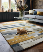 Tapis moderne personnalisable en laine/soie, noué à la main, antidérapant, adapté aux animaux domestiques, abstrait, pour exercices, prière, salon, bar, différentes tailles