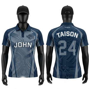 เสื้อเจอร์ซีย์สำหรับผู้หญิง คุณภาพเยี่ยม 155 GSM ผ้าโพลีเอสเตอร์ตาข่ายแห้งเร็ว สีน้ำเงินเทา ระบบแผงตัดต่อสีตัดกัน พิมพ์ลายโลโก้ตามสั่ง - Product Image 5