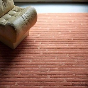Tapis moderne en terre cuite, motif linéaire minimaliste, tapis en laine tufté, décoration de sol contemporaine pour salon et chambre, tapis d'appoint - Product Image 2
