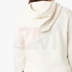 เสื้อฮู้ดผู้หญิงสีพื้นแบบยาวสำหรับฤดูหนาว ผลิตตามสั่ง OEM MOQ ต่ำ ผ้าฝ้าย 100% พิมพ์โลโก้ตามสั่ง แขนยาว - Product Image 5