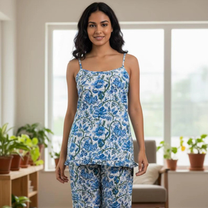 Cotton Night <b>Suit</b> Set <b>Women's</b> Floral Print Button Down Top Pajama Set Short Sleeve Summer Sleepwear <b>Lounge</b> Wear - Product Image 1