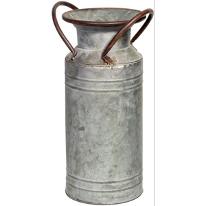 Trendy Galvanized Iron Milk Can with Handle Handmade Design Sustainable Metal Flower Plant <b>Stand</b> for Home Garden Decor - Product Image 6
