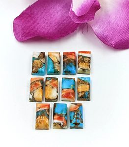 หินมุกคุณภาพ AAA สีเขียวขุ่นทรงบาแกตต์ขนาด 12*6 มม. พลอยธรรมชาติ 100% สำหรับทำเครื่องประดับ ราคาขายส่ง - Product Image 3