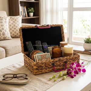 Panier de rangement pour vêtements en osier naturel fait main et écologique avec couvercle à charnières 12x7x4 pouces, idéal pour la maison, cadeau, vente en gros, OEM - Product Image 4