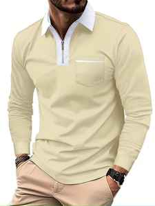 Nueva Camiseta Polo de Moda para Hombre, 100% Algodón, con Cierre, Manga Larga, Transpirable, Diseño Casual, Estampado Sólido, para Uso en Exteriores, Ropa de Equipo - Product Image 3