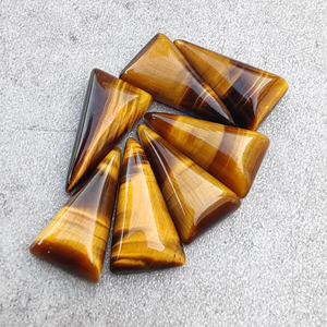 Cabochon en œil de tigre naturel, forme triangulaire, dos plat, pierre précieuse calibrée pour la fabrication de bijoux - Product Image 3