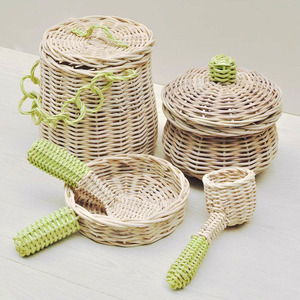 Woven rattan mixing bowl & whisk pretend play kitchen <b>toy</b> child cooking <b>toys</b> baking <b>tool</b> set - Product Image 6