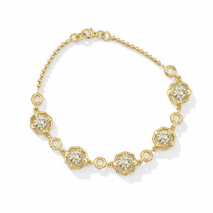 Pulsera de Plata de Ley 925 con Cinco Piedras de Aguamarina Amarilla en Forma de Octágono, Chapada en Oro y Rodio - Product Image 3