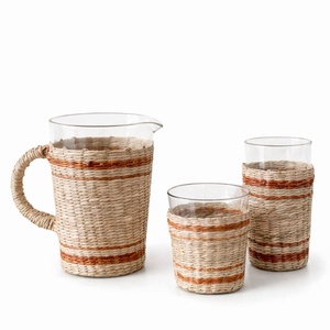Straw pitcher jug cover cheap cost hand-woven seagrass cup holder natural sea grass <b>mug</b> sleeves - Product Image 1