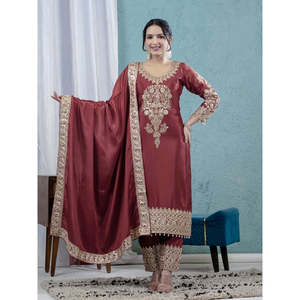 Hermoso conjunto de traje de fiesta para mujer con elegante parte superior y elegante Dupatta - Product Image 1