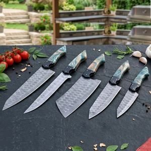 Custom Handmade Five-Piece Chef <b>Set</b> Ambidextrous Straight Edge <b>Sharp</b> Blades 33-Layer Damascus Steel 3.9in Durable Resin Handle - Product Image 1
