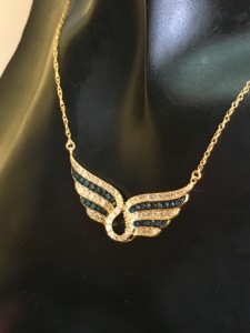 Women's Trendy Brilliant Cut Natural White Blue Wing Pendant Necklace 925 Sterling Silver Rhodium Plated <b>Rope</b> <b>Chain</b> 1.23 Ct Claw - Product Image 6